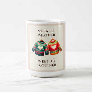 Sweater Weather Green Red Hearts Custom Coffee Mug