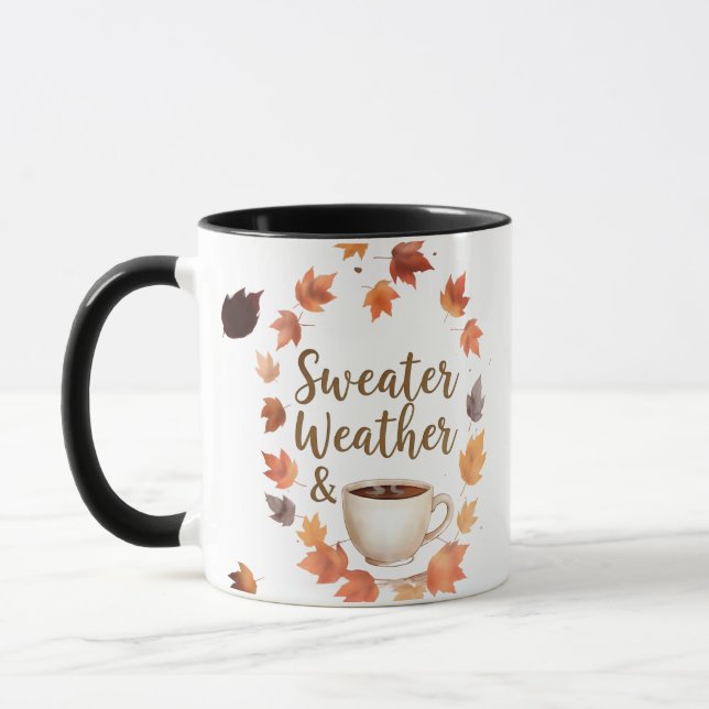 Sweater Weather & Hot Coffee Mug | Cozy Fall Gift (Gauche)
