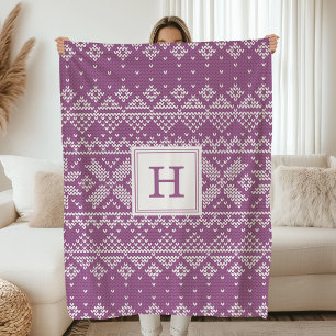 Sweater Weather Monogram Holiday Fleece Blanket