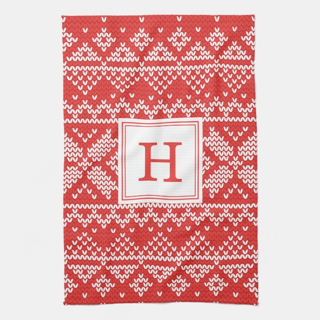 Sweater Weather | Monogram Holiday Kitchen Towel (Vertical)