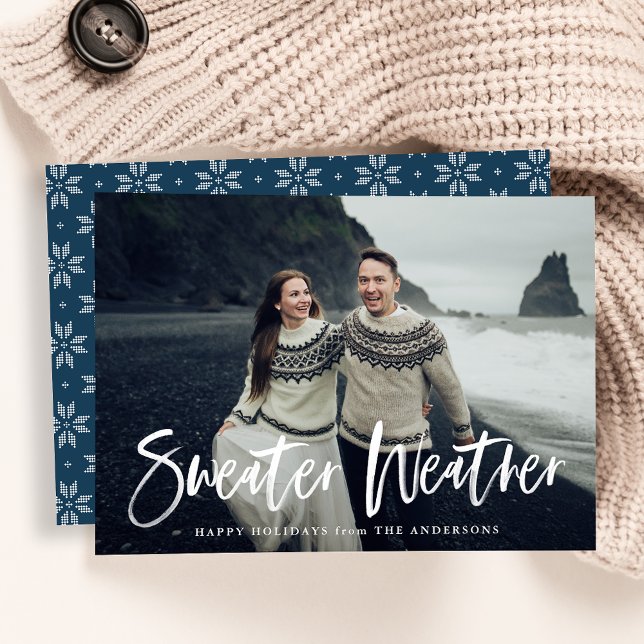 Sweater Weather Navy Photo Holiday Card (Creator Uploaded)
