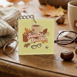 Sweater Weather Quote Cozy Fall Look Book & Mug Keychain