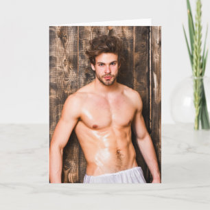 Sweating in the Sauna Hot Guy - Carte de voeux