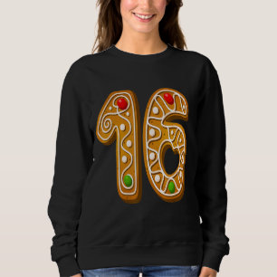 Sweatshirt 16 majuscule de Noël Cookie Alphabet Numéro