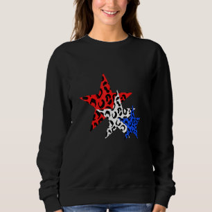 Sweatshirt 4 juillet Empreinte de léopard Rouge Blanc Bleu Ét