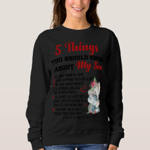 Sweatshirt 5 Choses Que Tu Devrais Savoir Sur Mon Fils Est Né