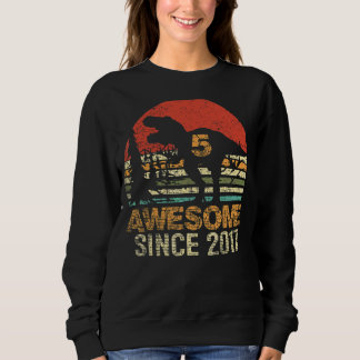Sweatshirt 5e Anniversaire Dinosaur Rex 5 ans Awesome depuis