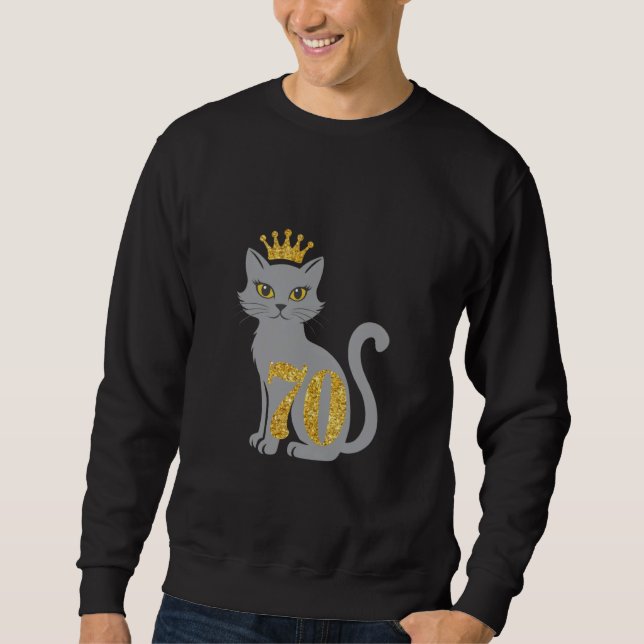 Sweatshirt 70e Chemise d'anniversaire pour Amoureux des chats (Devant)