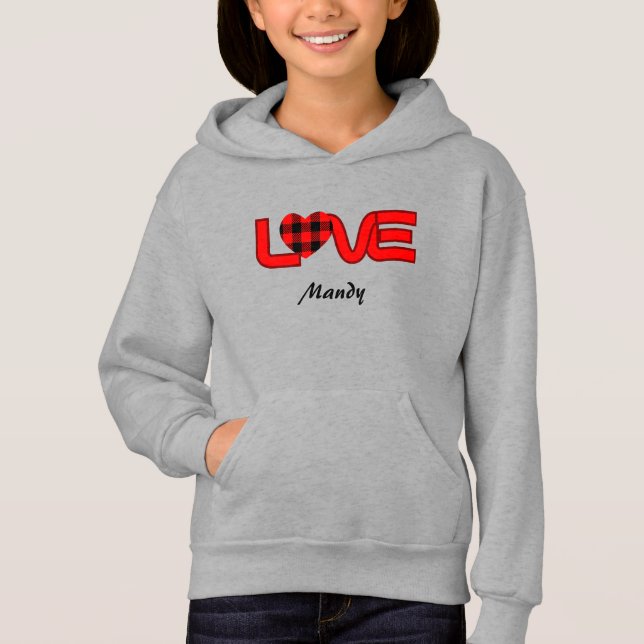 Sweatshirt à capuche à capuche Black and Red Love (Devant)