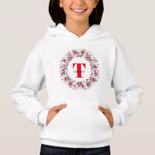 Sweatshirt à capuchon blanc monogrammé de la fille