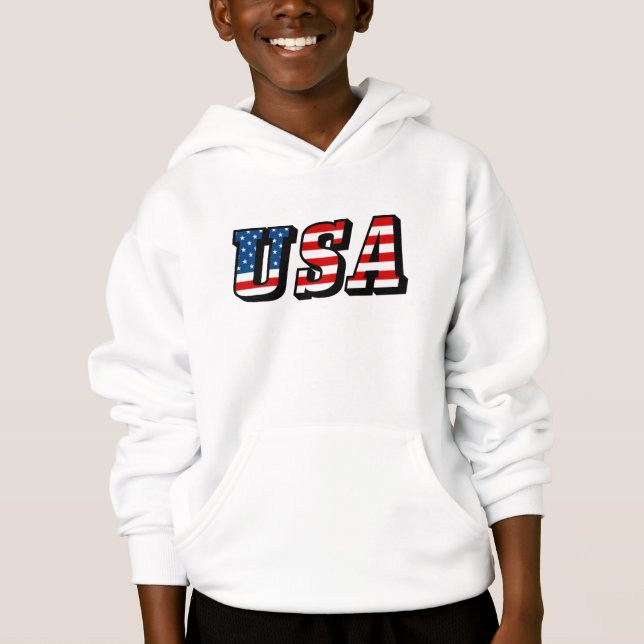 SWEATSHIRT à capuchon de texte USA (Devant)