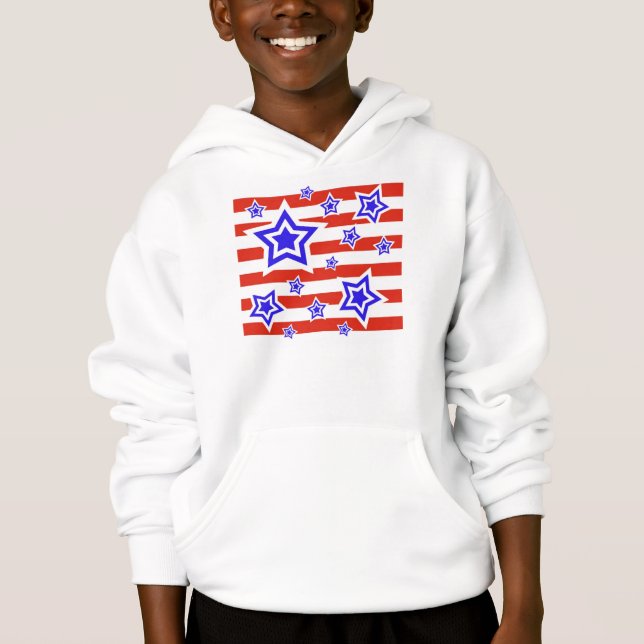 Sweatshirt à capuchon patriotique d'étoiles et (Devant)