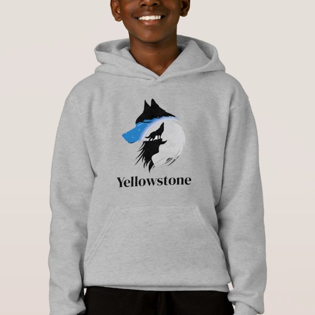 Sweatshirt à capuchon supérieur du garçon Wolf Yel (Devant)