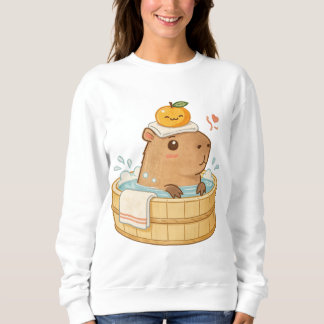 Sweatshirt A capybara is taking a bath in a Japanese bath. Th