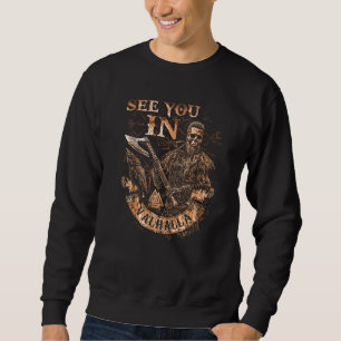 Sweatshirt À Valhalla Viking Lothbrok Skull Ax Vegv
