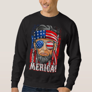 Sweatshirt Abe Lincoln Merica Drapeau américain 4 juillet Hom