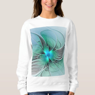 Sweatshirt Abstrait De Bleu, Art Fractal Moderne