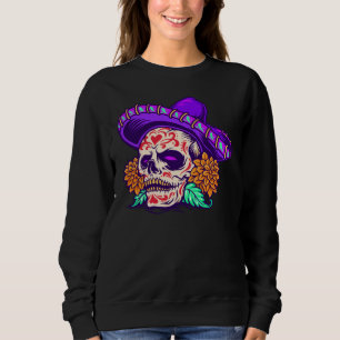 Sweatshirt Adorables Jour du Casquette pourpre du crâne mort