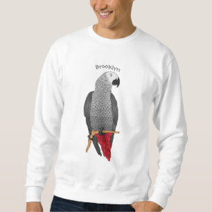Sweatshirt African grey parrot cartoon illustration