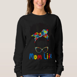 Sweatshirt Afro Messy Bun Cheveux Maman Vie Avec Autisme Puzz