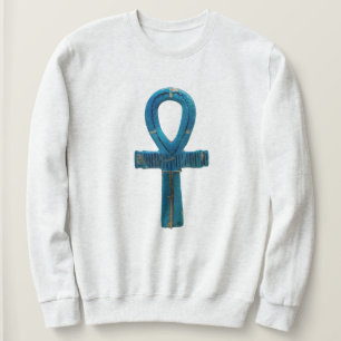 Sweatshirt Ahnk égyptien bleu