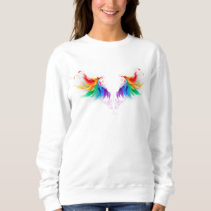 Sweatshirt Ailes fluffy arc-en-ciel
