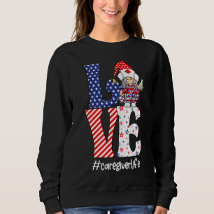Sweatshirt Aimer Aide à la vie Infirmière Stethoscope Patriot