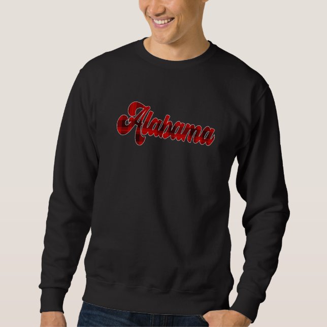 Sweatshirt Alabama AL Pride Texte De Script Plaid Pour Hommes (Devant)