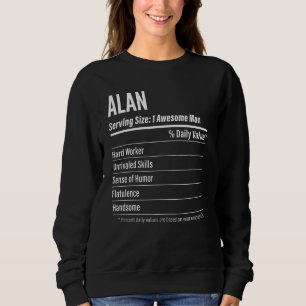 Sweatshirt Alan Taille du service Nutrition Étiquette Calorie