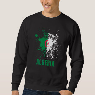 Sweatshirt Algérie Rétro Aquarelles Vintage Sport Drapeau Alg