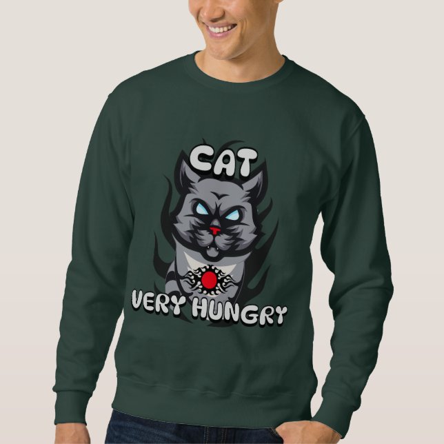 Sweatshirt Aliments, Chats très affamés, simples et Cool (Devant)