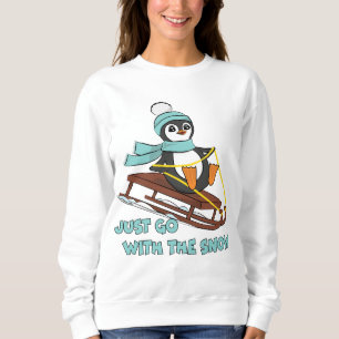 Sweatshirt Aller Avec La Neige Dormir Mignonne Pingouin Hiver