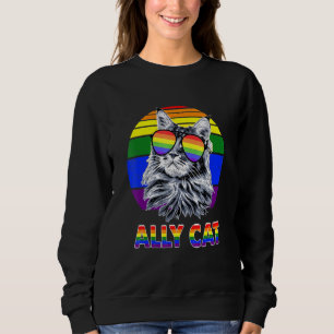 Sweatshirt Ally Cat Rainbow Lunettes de soleil Lgbt Gay pride