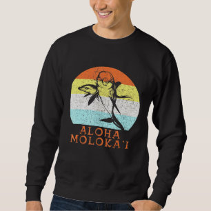 Sweatshirt Aloha Molokai Vintage Hawaiian Island Dolphin Artw