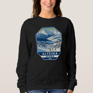 Sweatshirt Alyeska Alaska Winter Travel Art Vintage