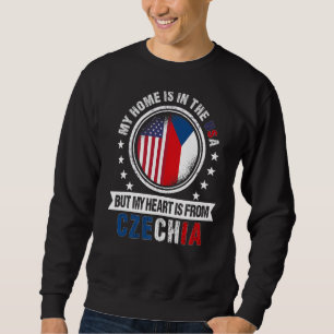 Sweatshirt American Czech Flag Heart de Czechia American Pa