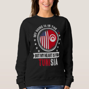 Sweatshirt American Tunisian Flag Heart de Tunisie American