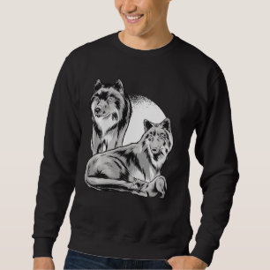Sweatshirt Amérindien Wolf mère père et bébé loup F