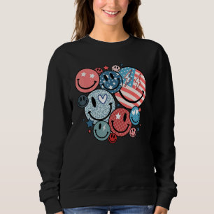 Sweatshirt Amérique Vibes Visage Heureux Sourire Fleur Améric