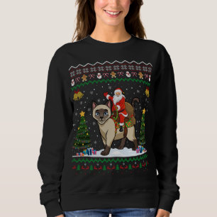 Sweatshirt Amoureux des chats Siamais Père Noël Riding Siames