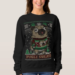 Sweatshirt Amoureux des chiens de Noël moche Carlin Joyeux Pu