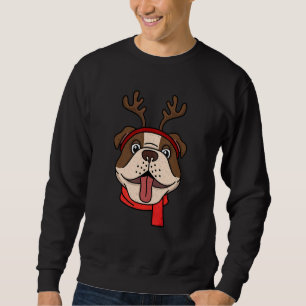Sweatshirt Amusant anglais Bulldog Christmas Reindeer Antlers