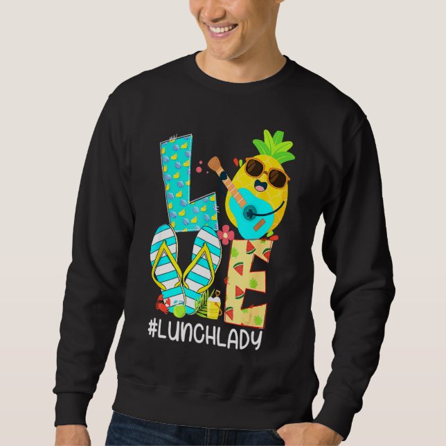 Sweatshirt Ananas Amour Déjeuner Dame Bonjour Vacances Été Fl (Devant)