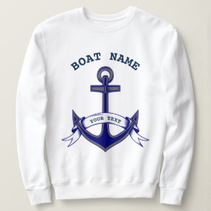 Sweatshirt Ancre Personnalisée Bleu Nautique Bleu Dames Blanc
