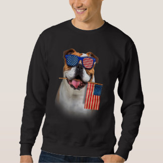 Sweatshirt Anglais Bulldog American Flag Patriotique Anglais