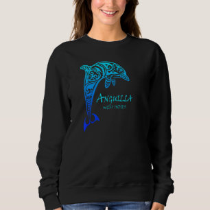 Sweatshirt Anguilla Antilles Vintage Retro Tribal Dolphin