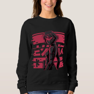 Sweatshirt Anime Cyberpunk Fille Android Art Glitch Cyberpunk