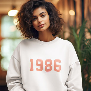 Sweatshirt Année Anniversaire   Personnalisé Coral rose moder