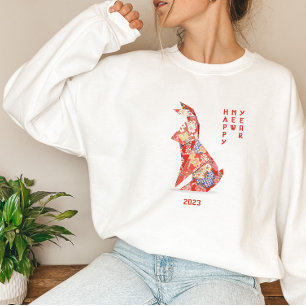 Sweatshirt Année du lapin rouge Origami du lapin 2023
