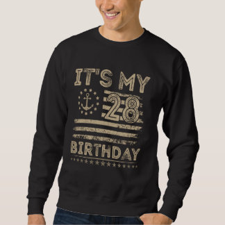 Sweatshirt Anniversaire 28 ans Marin Américain Voile Bda